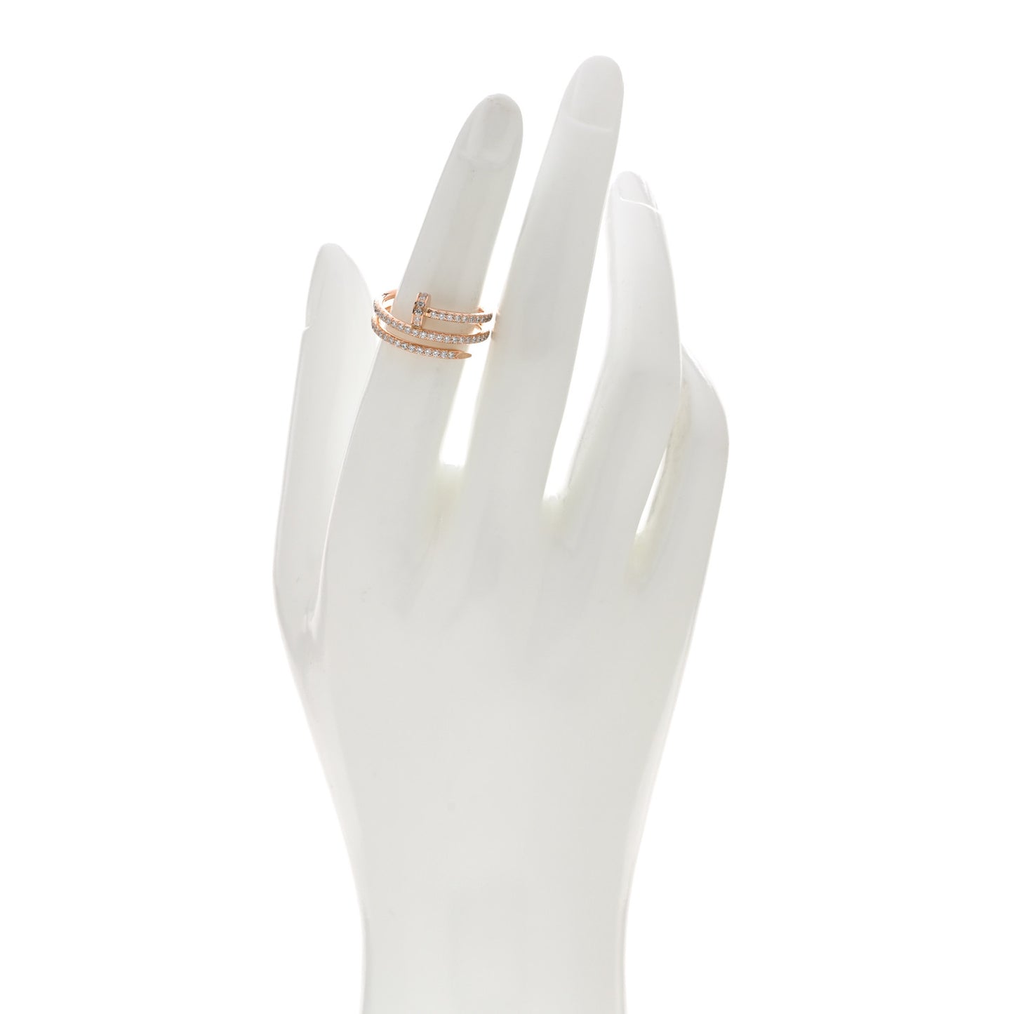 18K Pink Gold Diamond Double Juste Un Clou Paved Ring 52 6