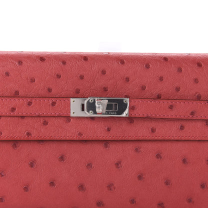 Hermes Ostrich Kelly Longue Wallet Bougainvillea 9 of 10