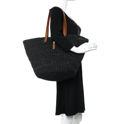 Saint Laurent Raffia Calfskin Medium Panier Tote Black 2 of 18