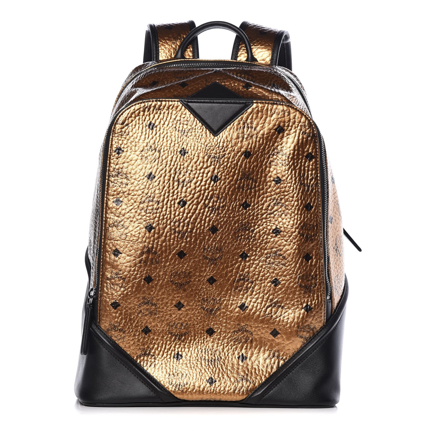 MCM Metallic Visetos Medium Duke Backpack Gold 1 of 11
