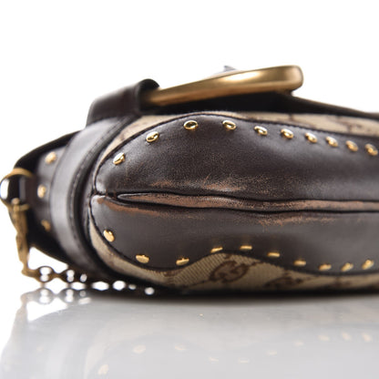 Gucci Monogram Studded Large Horsebit Clutch Dark Brown 9 of 15