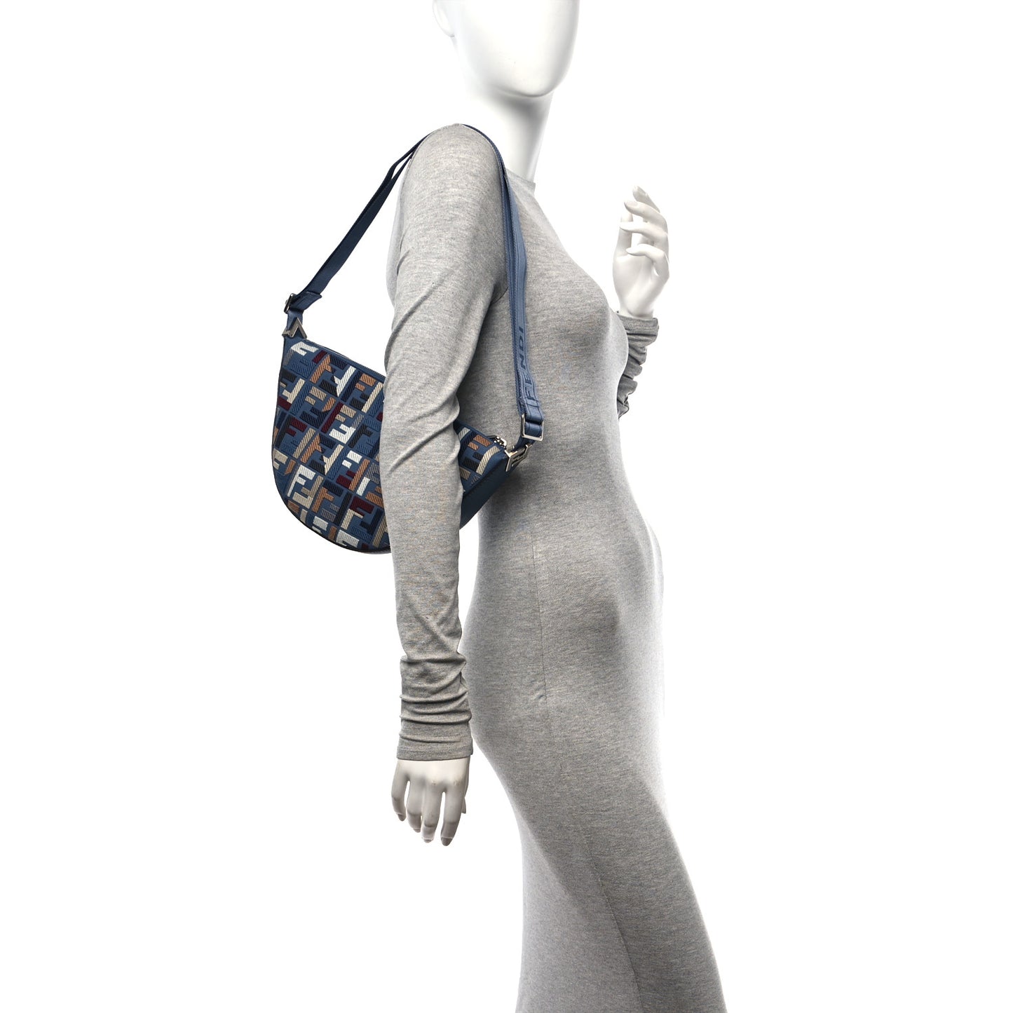 Yarn Canvas FF Multicolor Embroidered Chinese Valentines Small Melon Bag Blue