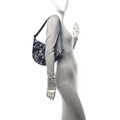 Fendi Yarn Canvas FF Multicolor Embroidered Chinese Valentines Small Melon Bag Blue 3 of 10