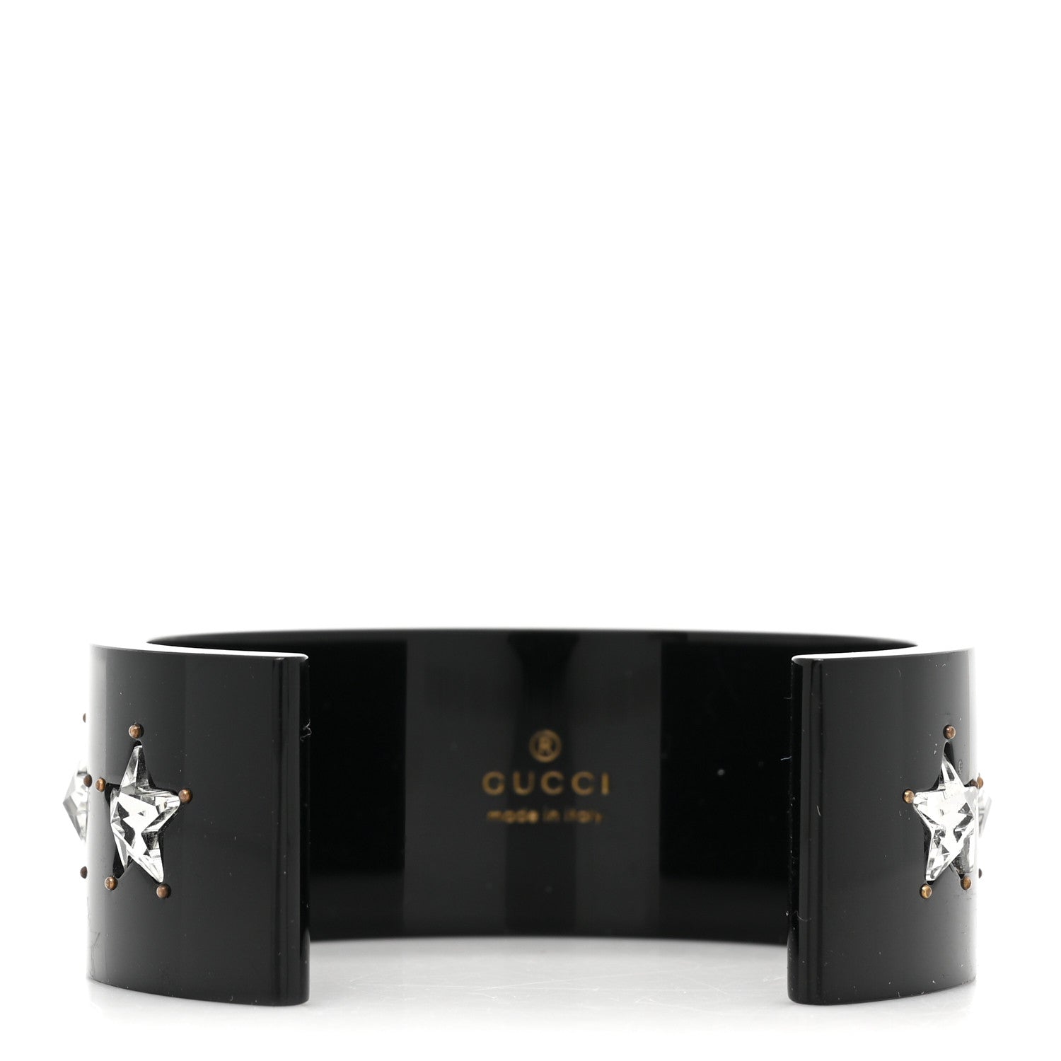 Gucci Resin Crystal Cuff Bracelet S Black 2 of 5
