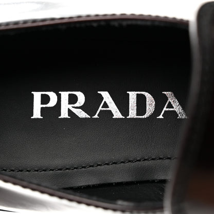 Prada Spazzolato Metal Triangle Logo 50mm Loafers 38 Cordovan 7 of 9