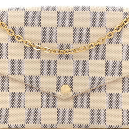 Louis Vuitton Damier Azur Pochette Felicie Chain Wallet Rose Ballerine 8 of 18