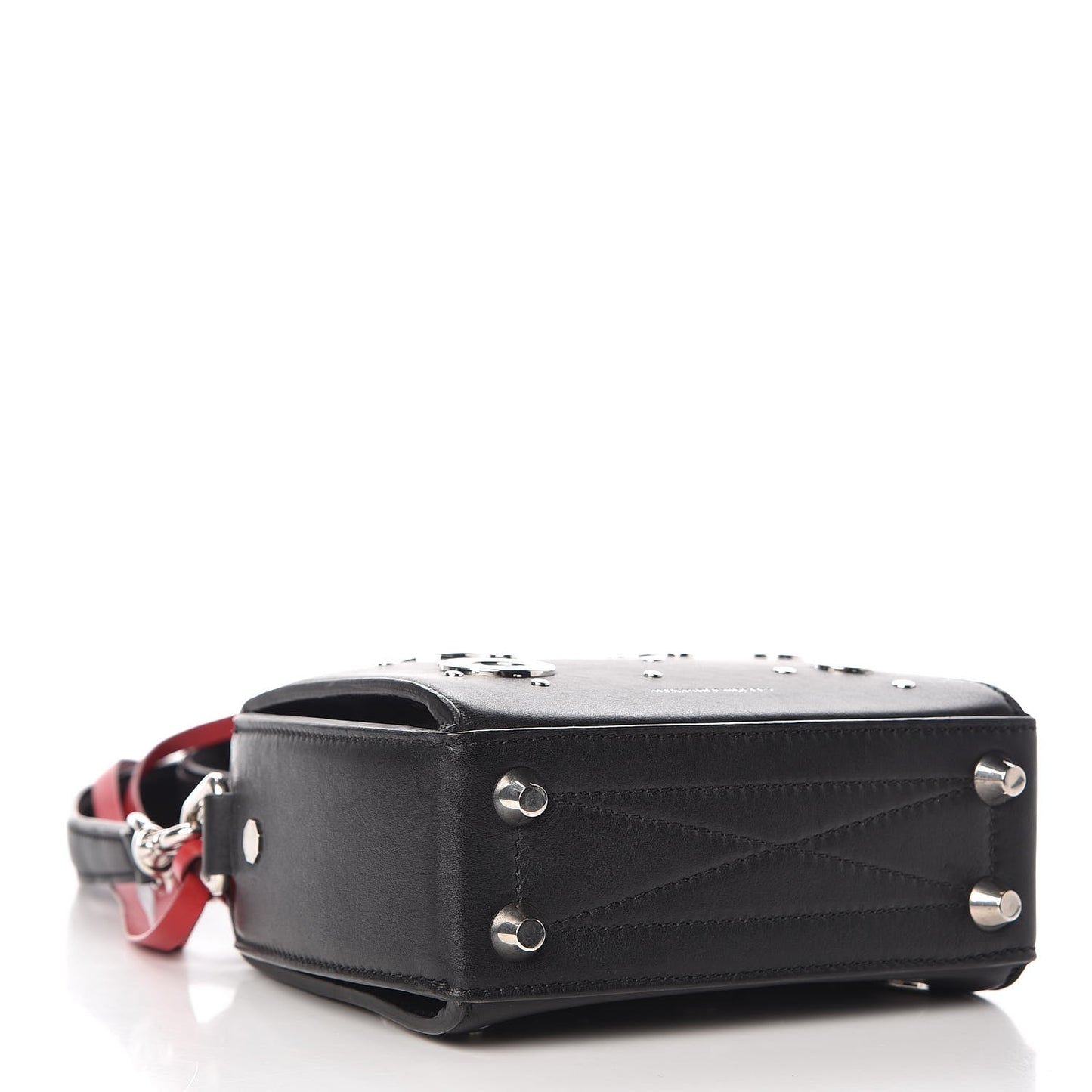 Calfskin Grommet Studded Box Shoulder Bag 19 Black