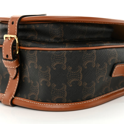 Celine Triomphe Canvas Medium Folco Bag Tan 9 of 11