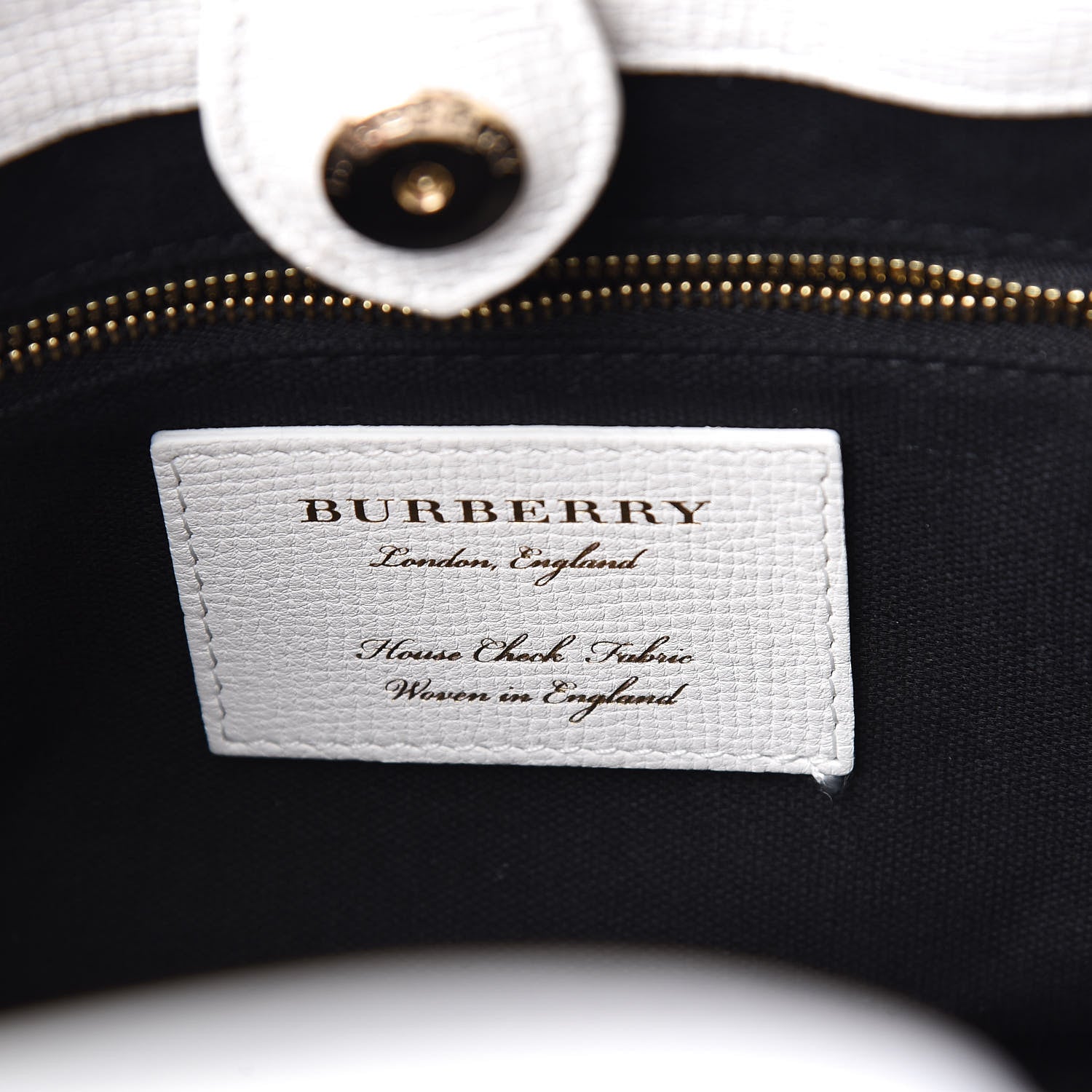 Burberry Grainy Calfskin House Check Small Banner Tote Chalk White 6 of 12