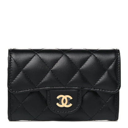 Chanel Lambskin Quilted Flap Card Holder Wallet Black 1 of 9