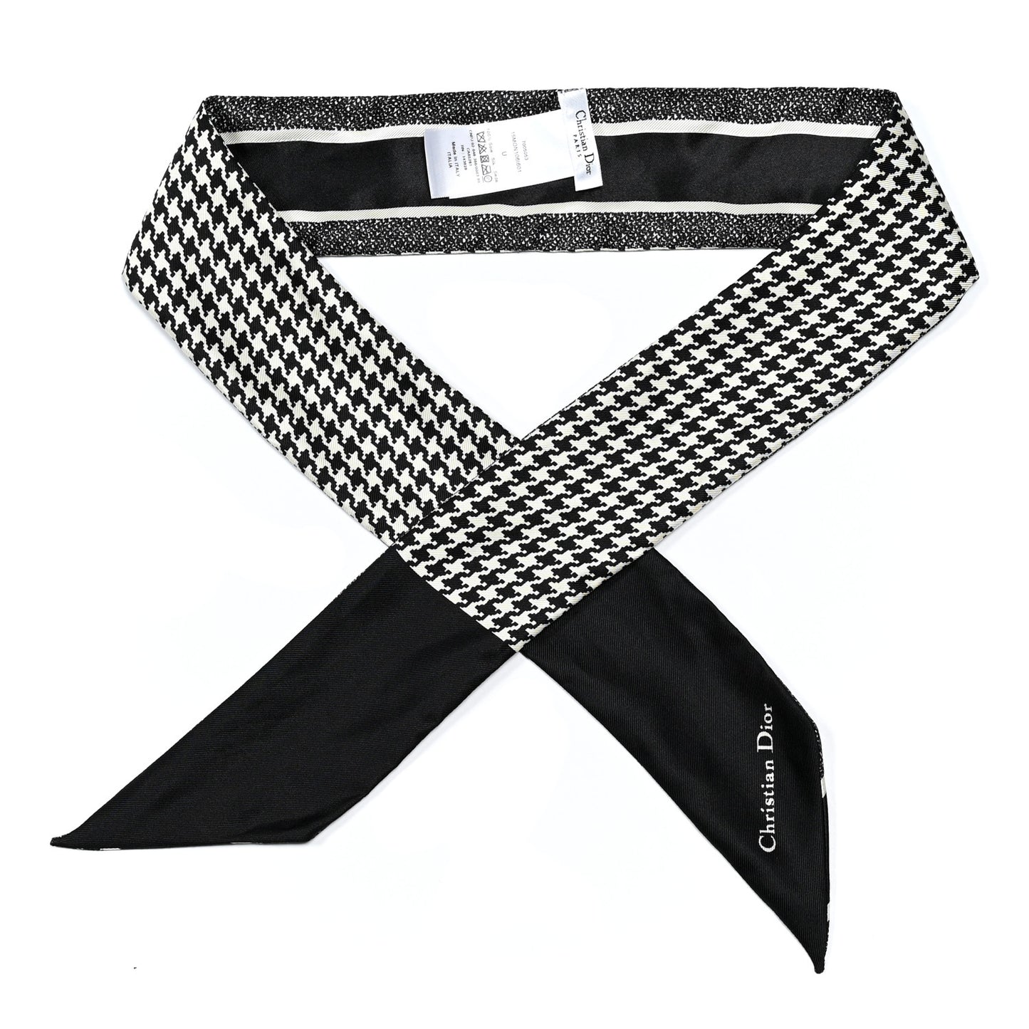 Silk Houndstooth Mitzah Scarf Black White