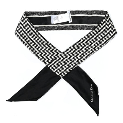 Christian Dior Silk Houndstooth Mitzah Scarf Black White 1 of 3
