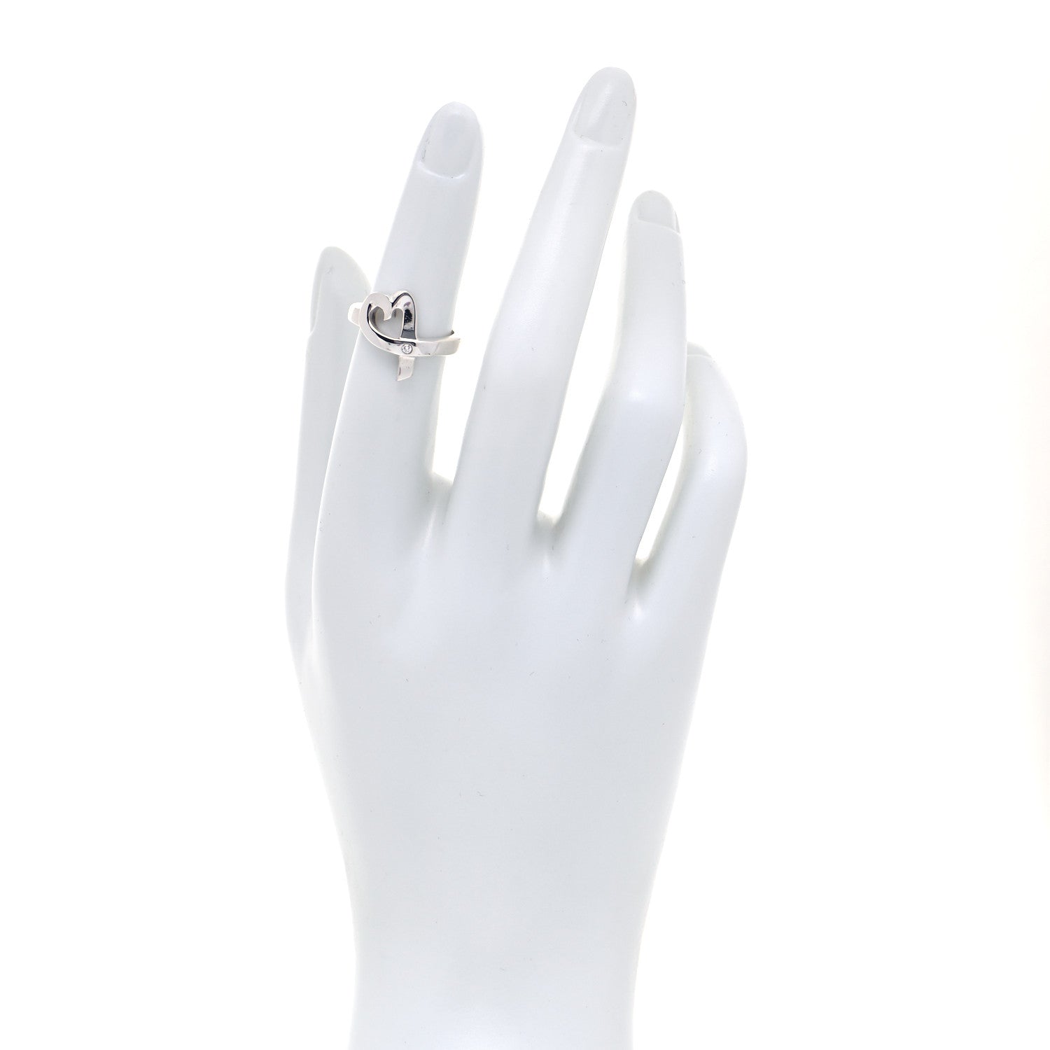 Tiffany Sterling Silver Paloma Picasso Diamond Loving Heart Ring 49 5 2 of 6