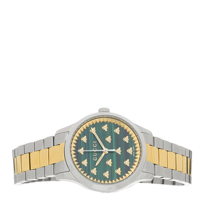 Gucci Stainless Steel Malachite 32mm G-Timeless Bee Quartz Watch 2 of 5