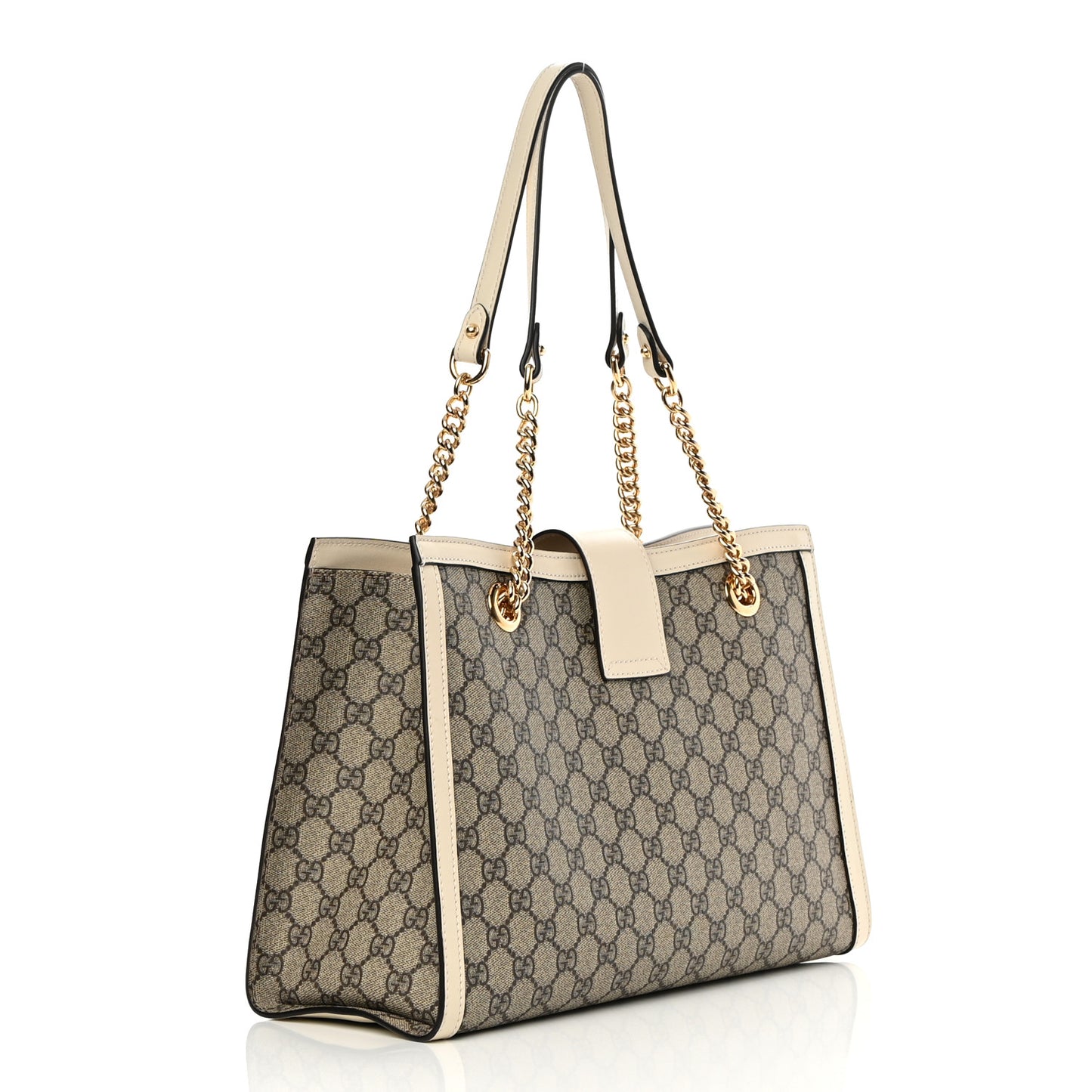 GG Supreme Monogram Medium Padlock Tote White