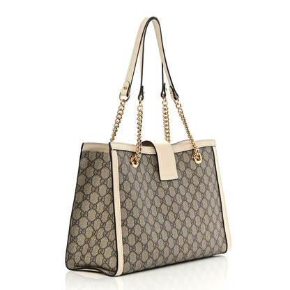 Gucci GG Supreme Monogram Medium Padlock Tote White 3 of 14