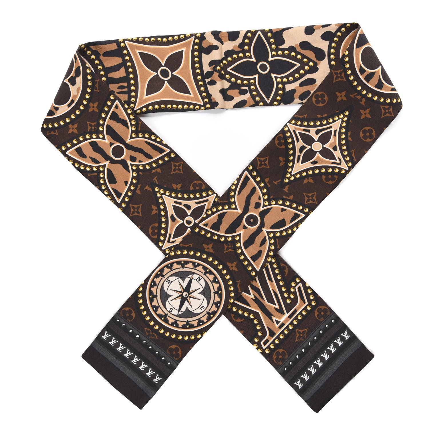 Louis Vuitton Silk Monogram LV World Bandeau Brown 1 of 4