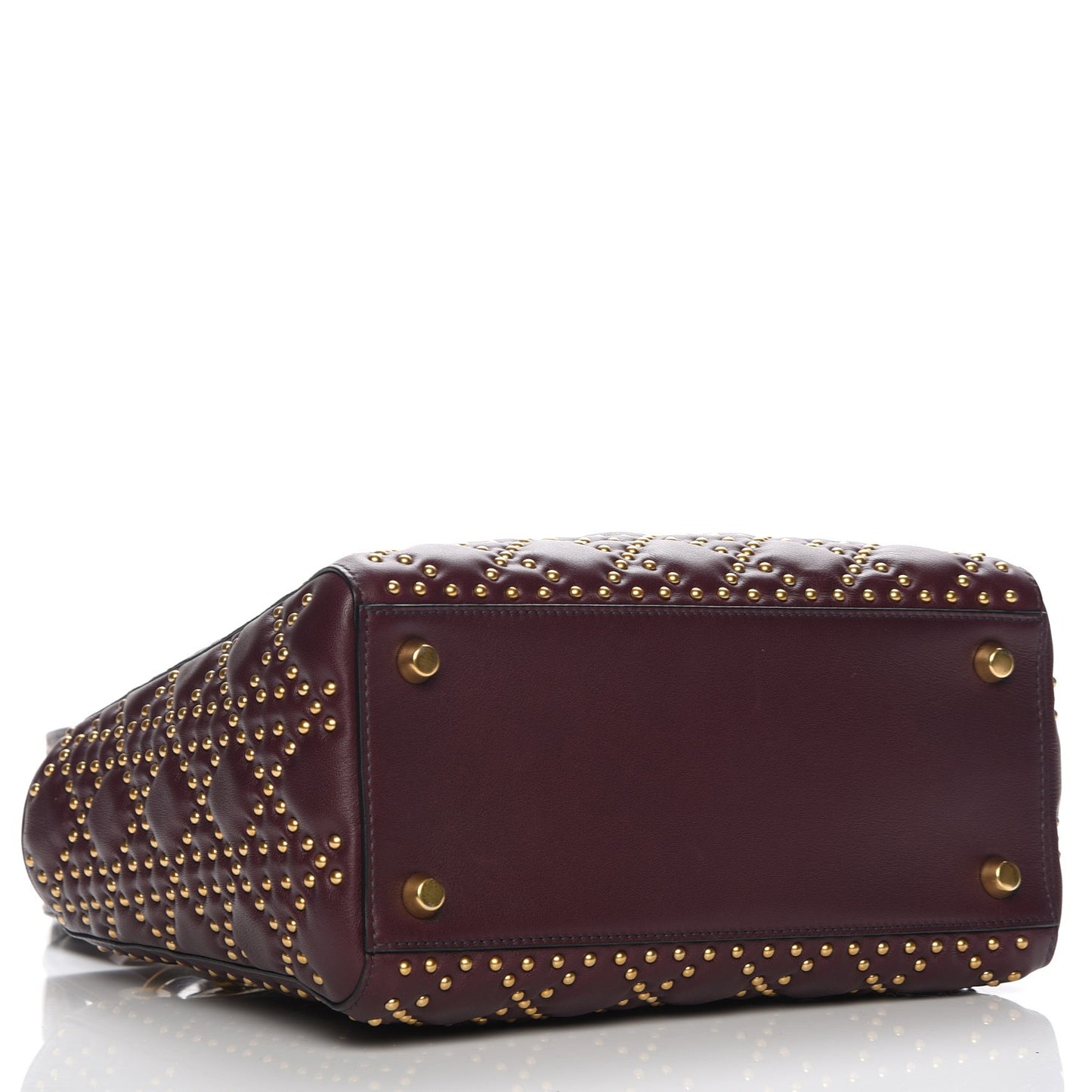 Calfskin Cannage Studded Medium Supple Lady Dior Deep Amaranth