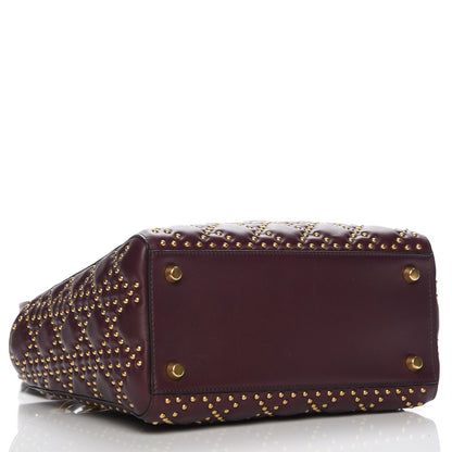 Christian Dior Calfskin Cannage Studded Medium Supple Lady Dior Deep Amaranth 5 of 8