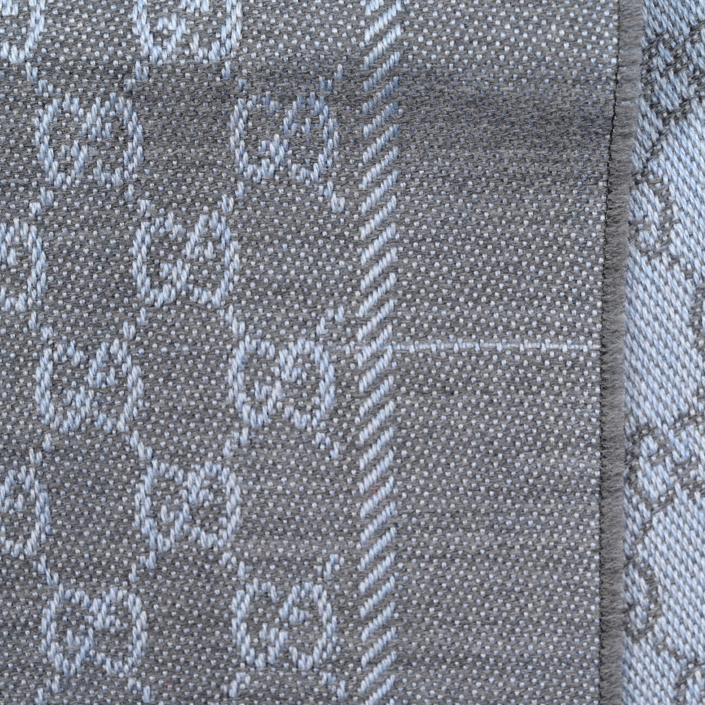 Wool GG Monogram Reversible New Sten Fringe Scarf Flannel Sky Blue
