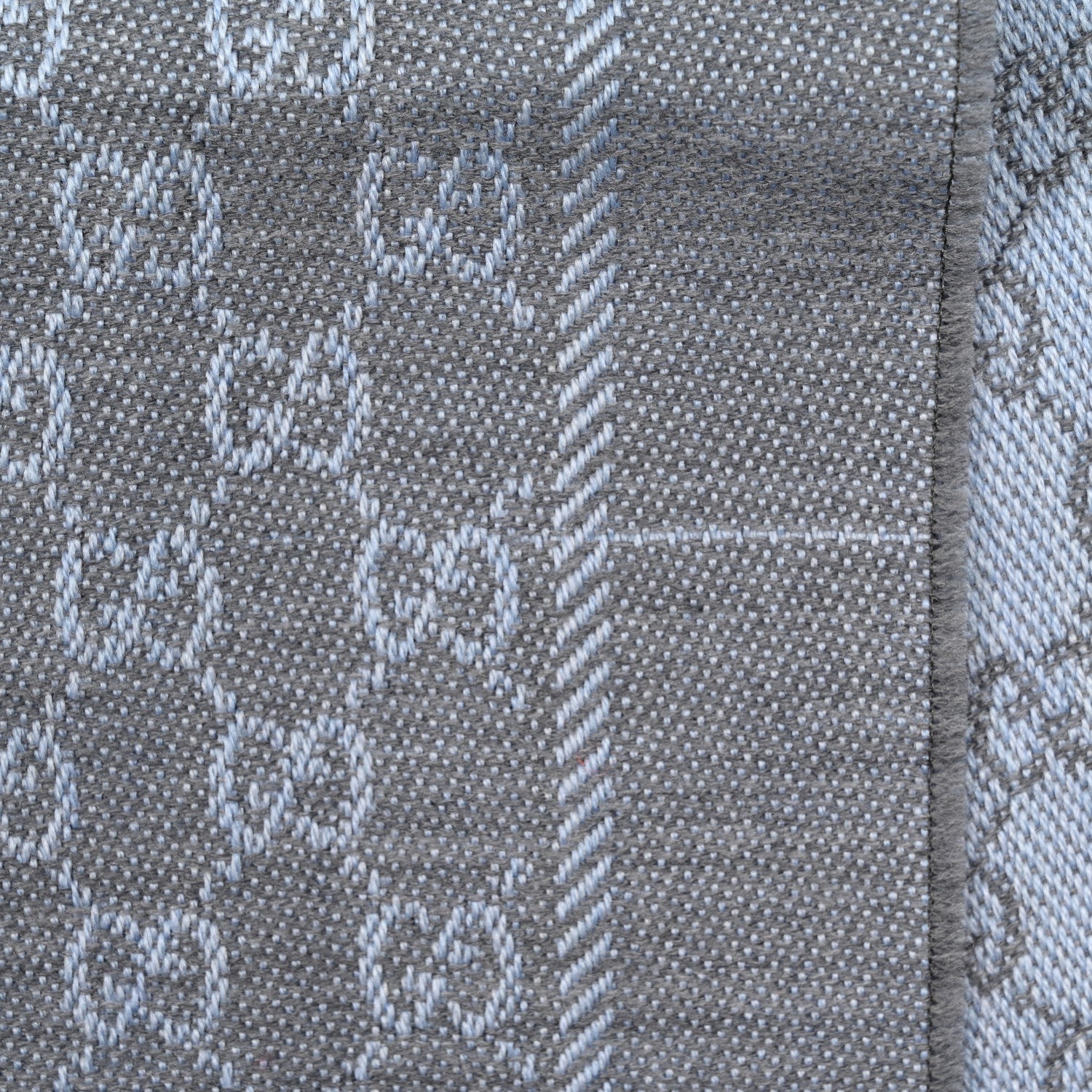 Gucci Wool GG Monogram Reversible New Sten Fringe Scarf Flannel Sky Blue 5 of 6