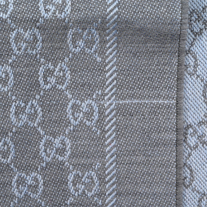 Gucci Wool GG Monogram Reversible New Sten Fringe Scarf Flannel Sky Blue 5 of 6