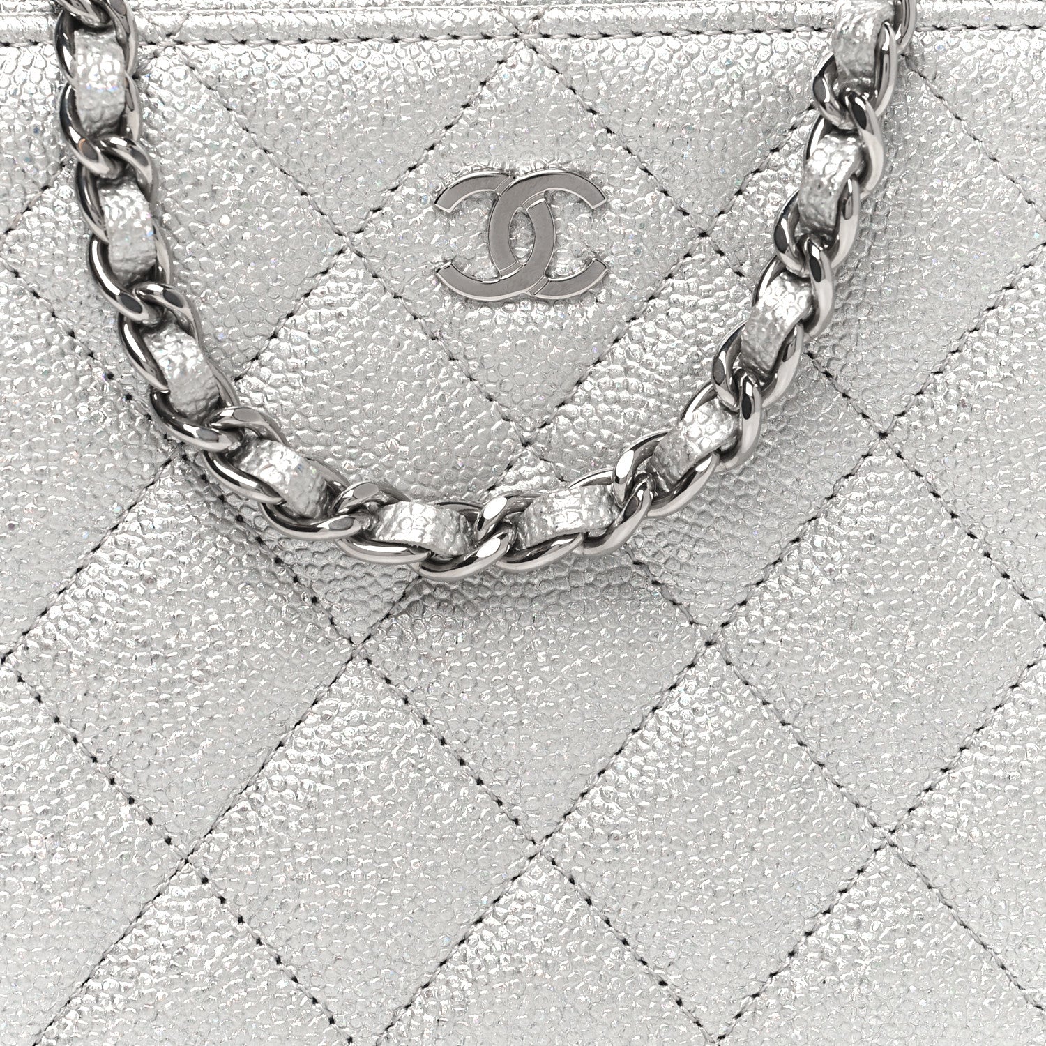 Chanel Metallic Caviar Quilted Camera Bag Silver 8 of 11