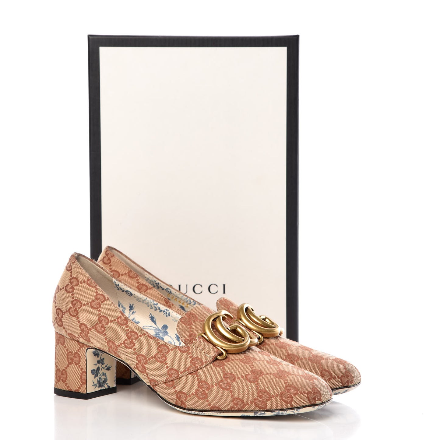 Monogram GG Victoire 55mm Loafer Pumps 40 Beige Ruggine