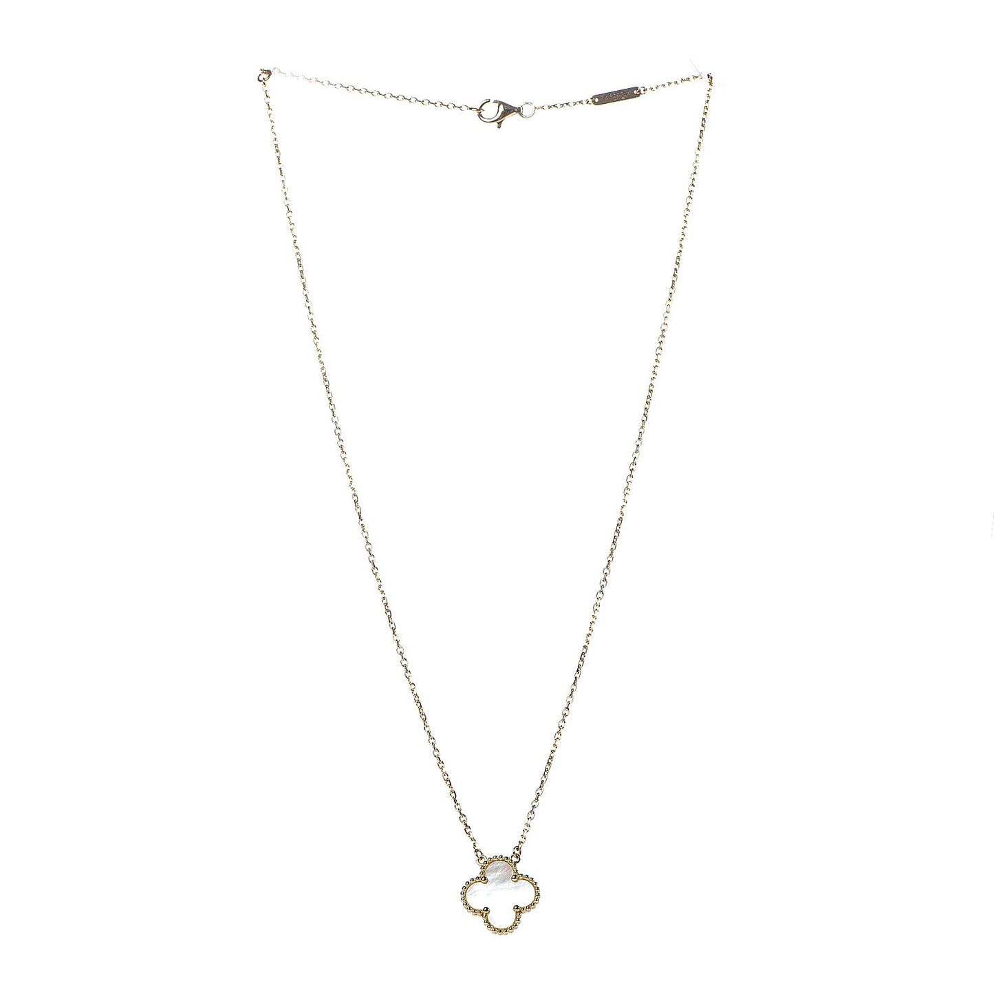 18K Yellow Gold Mother of Pearl Vintage Alhambra Pendant Necklace