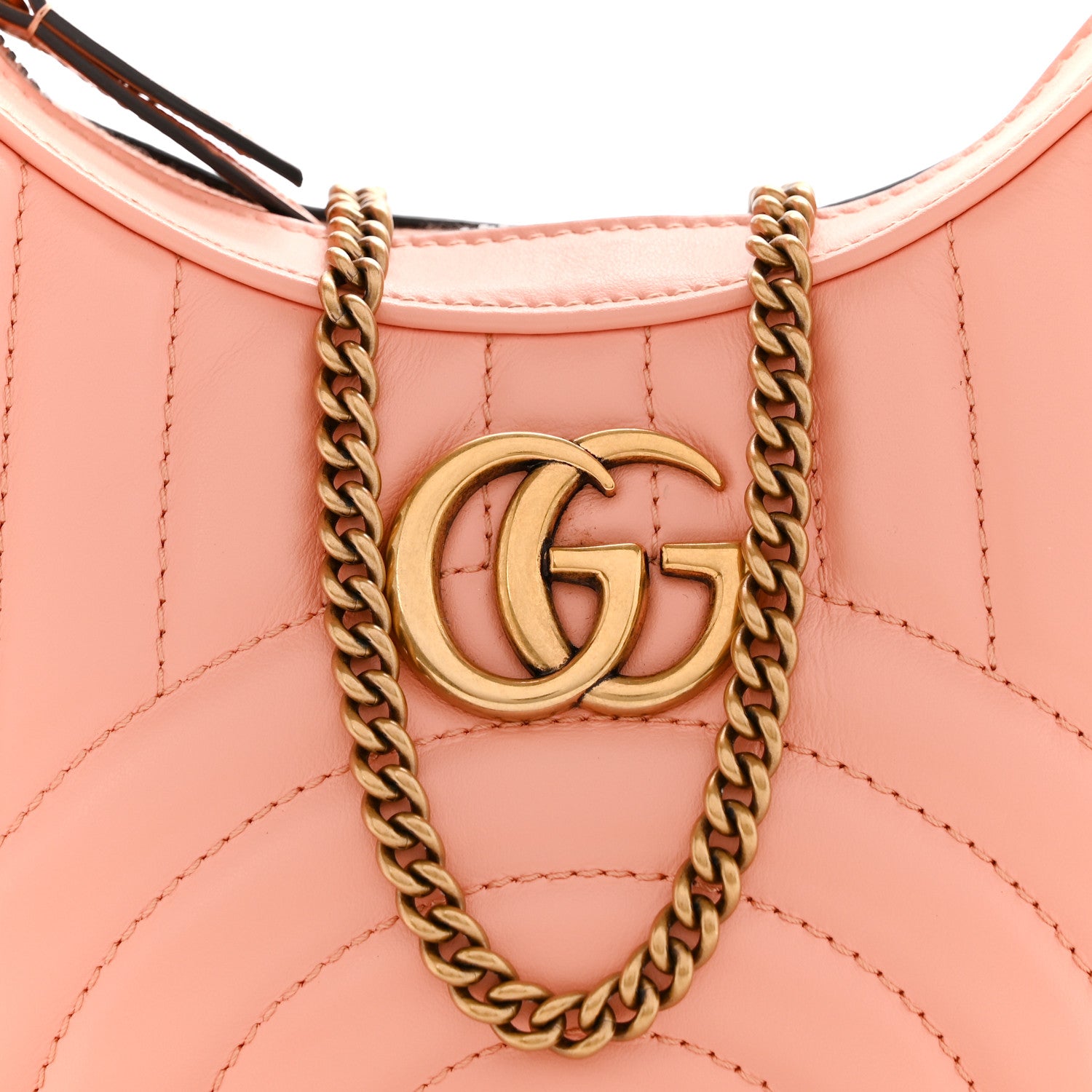 Gucci Calfskin Vertical Ring Matelasse Mini GG Marmont Half Moon Hobo Peachy Chic 8 of 11