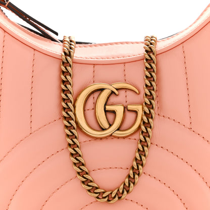 Gucci Calfskin Vertical Ring Matelasse Mini GG Marmont Half Moon Hobo Peachy Chic 8 of 11