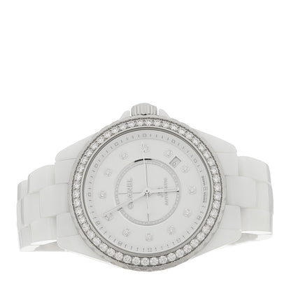 Chanel Stainless Steel Ceramic Diamond Pave Bezel 38mm J12 Automatic Watch White 2 of 5