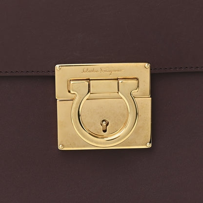 Salvatore Ferragamo Calfskin Gancio Lock Marisol Top Handle Satchel Plum Rosso 7 of 9