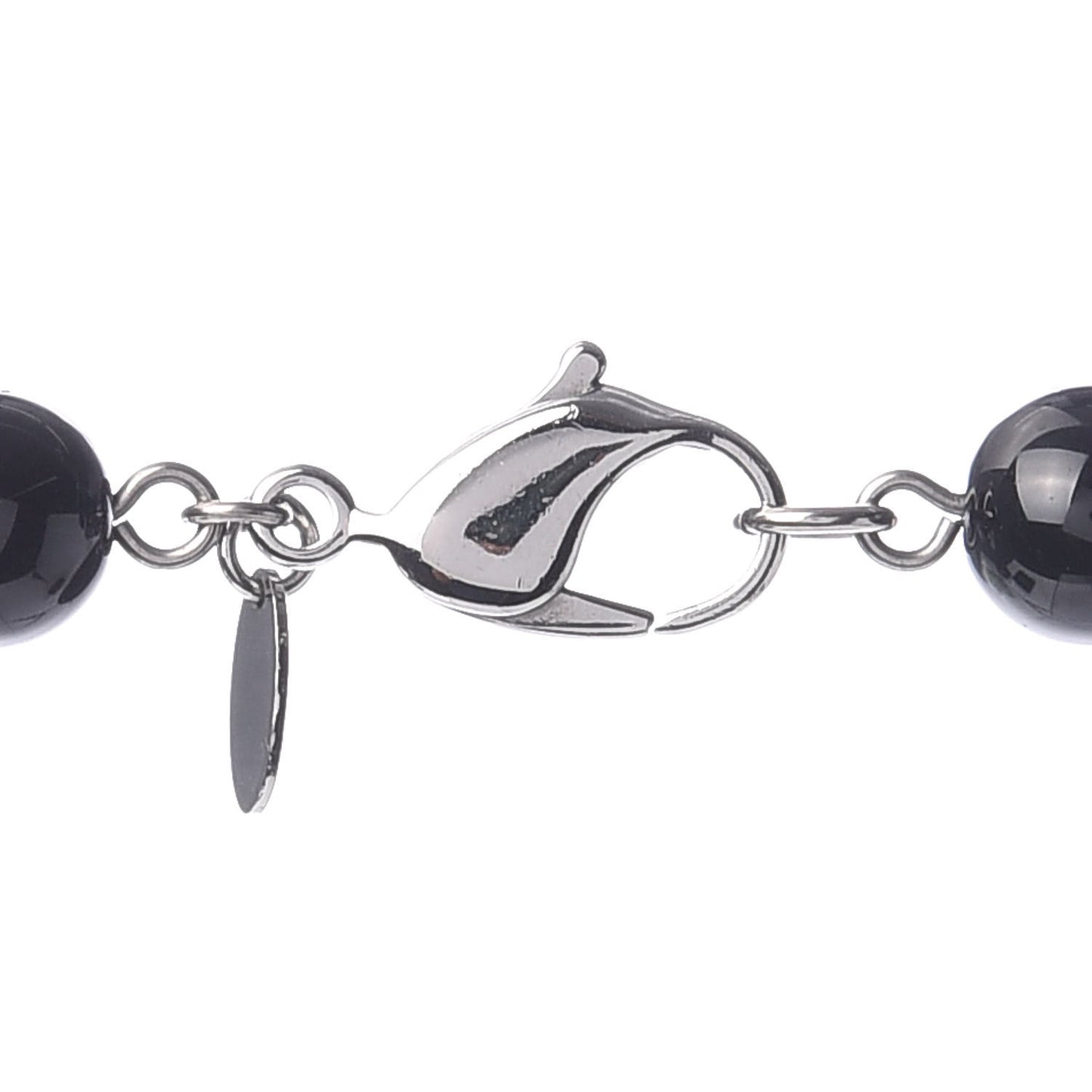 Ruthenium Pearl Beaded CC Long Necklace Black