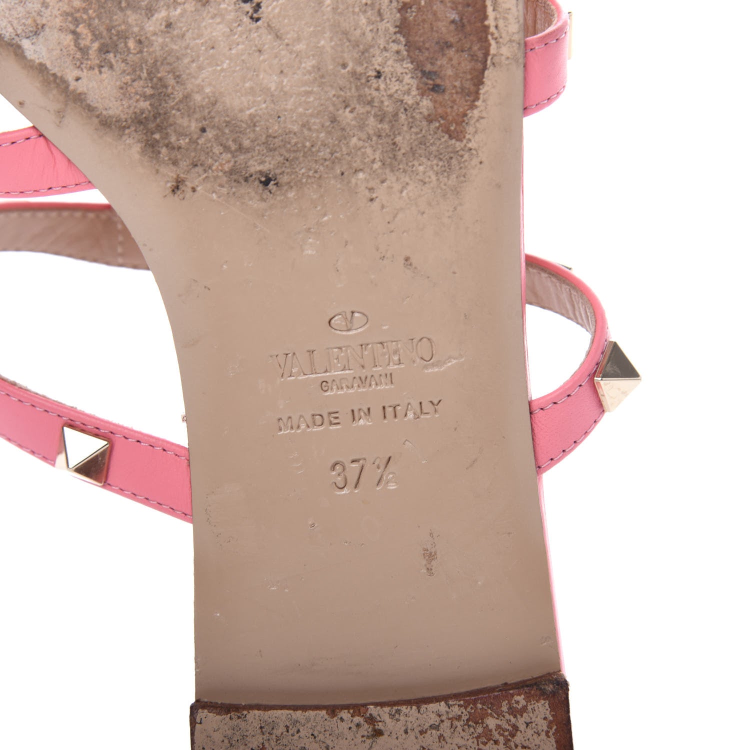 Valentino Garavani Nappa Rockstud Caged Flat Slide Sandals 37.5 Paradise Rose 9 of 10