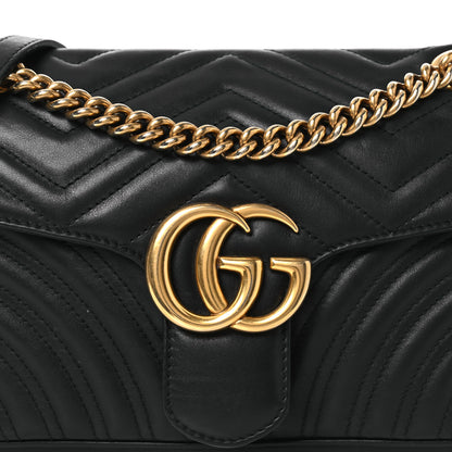 Gucci Calfskin Matelasse Small GG Marmont Shoulder Bag Black 14 of 23