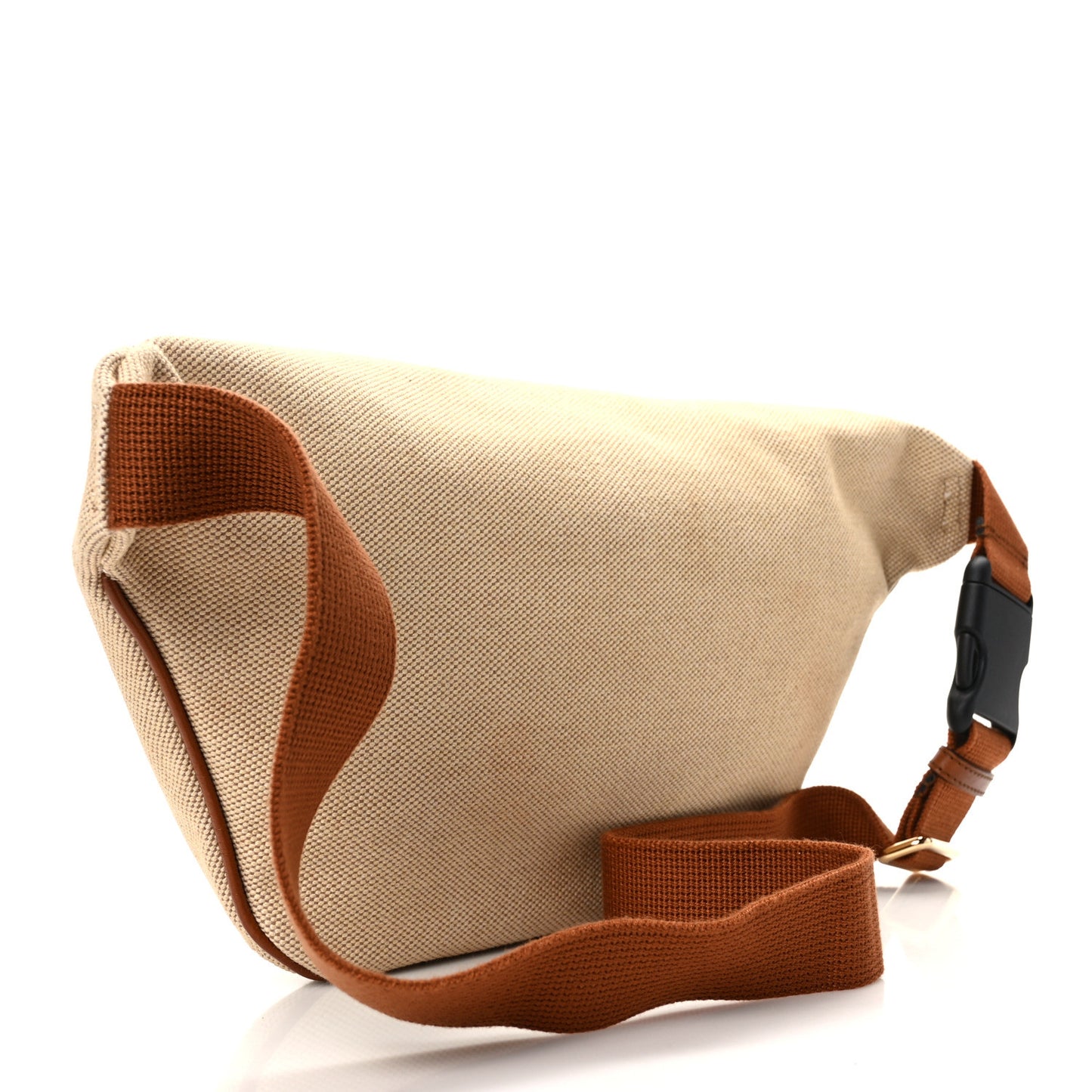 Vintage Canvas Web Belt Bag Sand Cuir