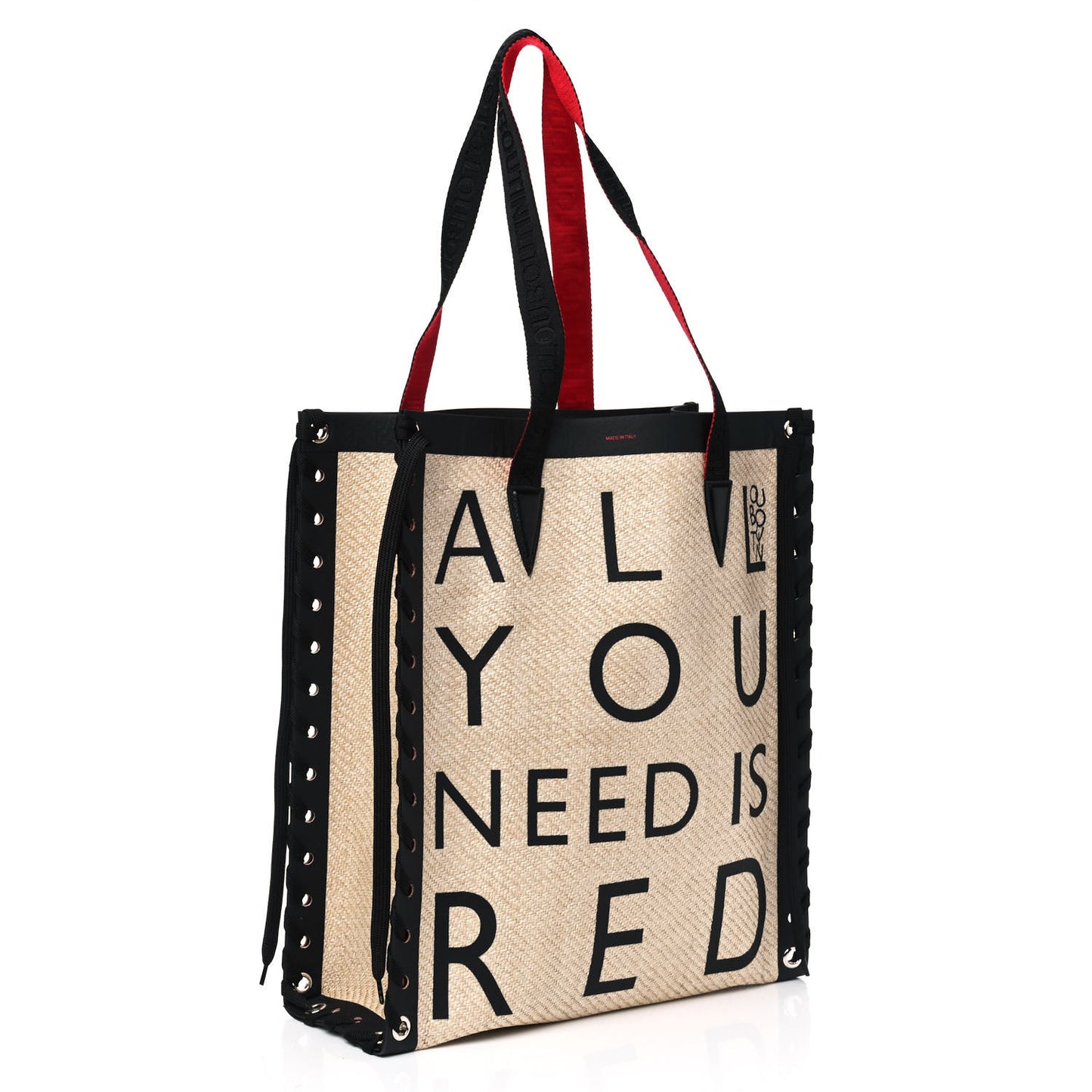 Braided Canvas Straw Small Cabalace Shopper Tote Natural Black