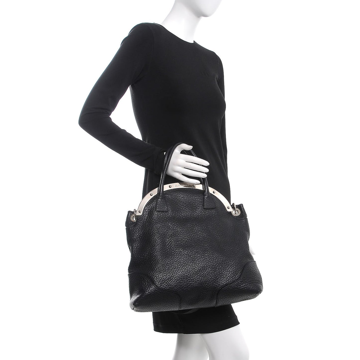 Calfskin Miss Camp Shoulder Bag Black