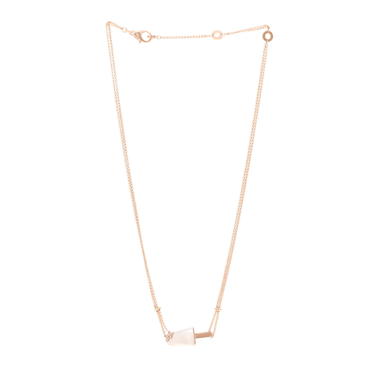 Bulgari 18K Rose Gold Diamond Mother of Pearl Gelati Necklace 3 of 4