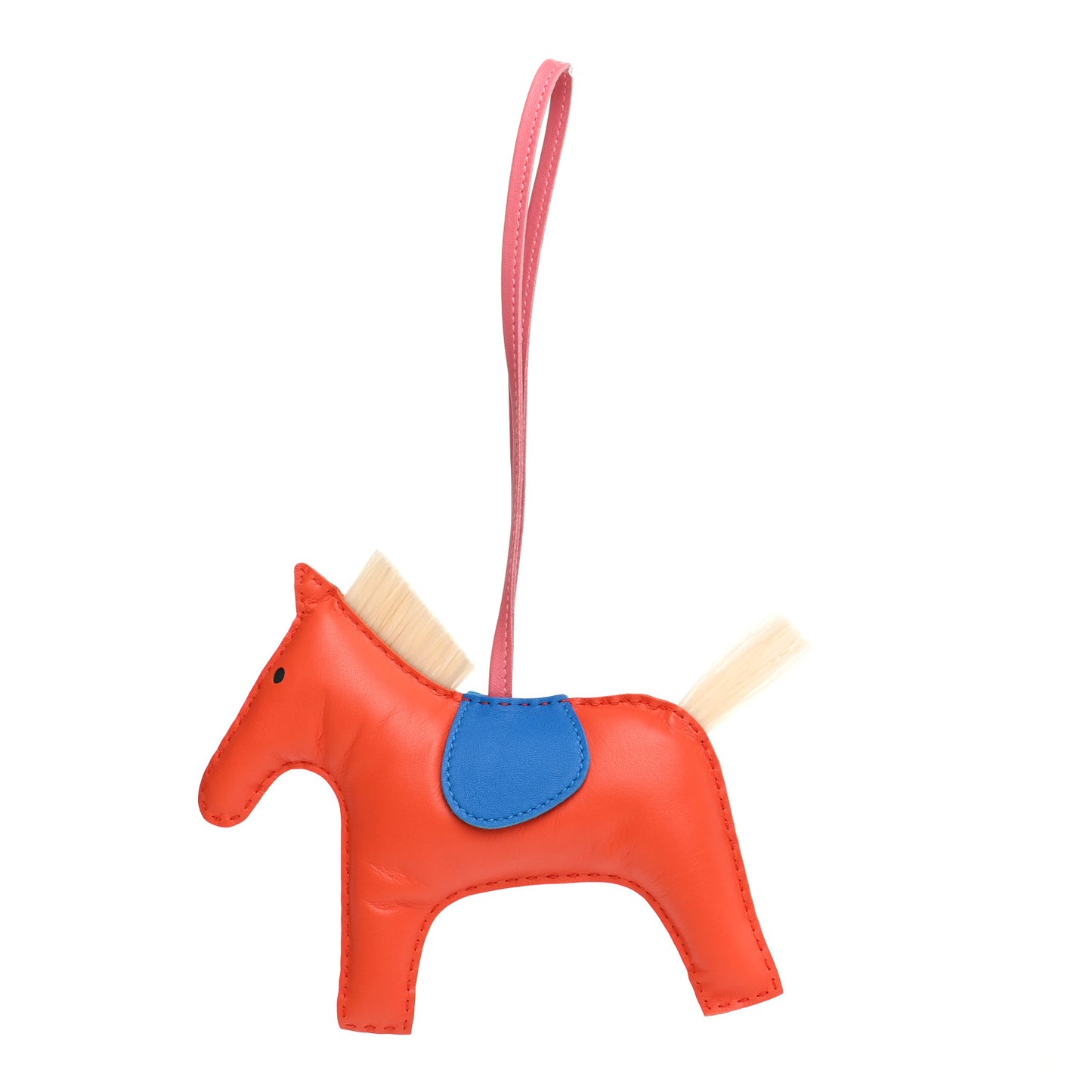 Milo Lambskin Horsehair Grigri Rodeo Horse GM Bag Charm Orange Poppy Bleu Zanzibar Rose Azalee