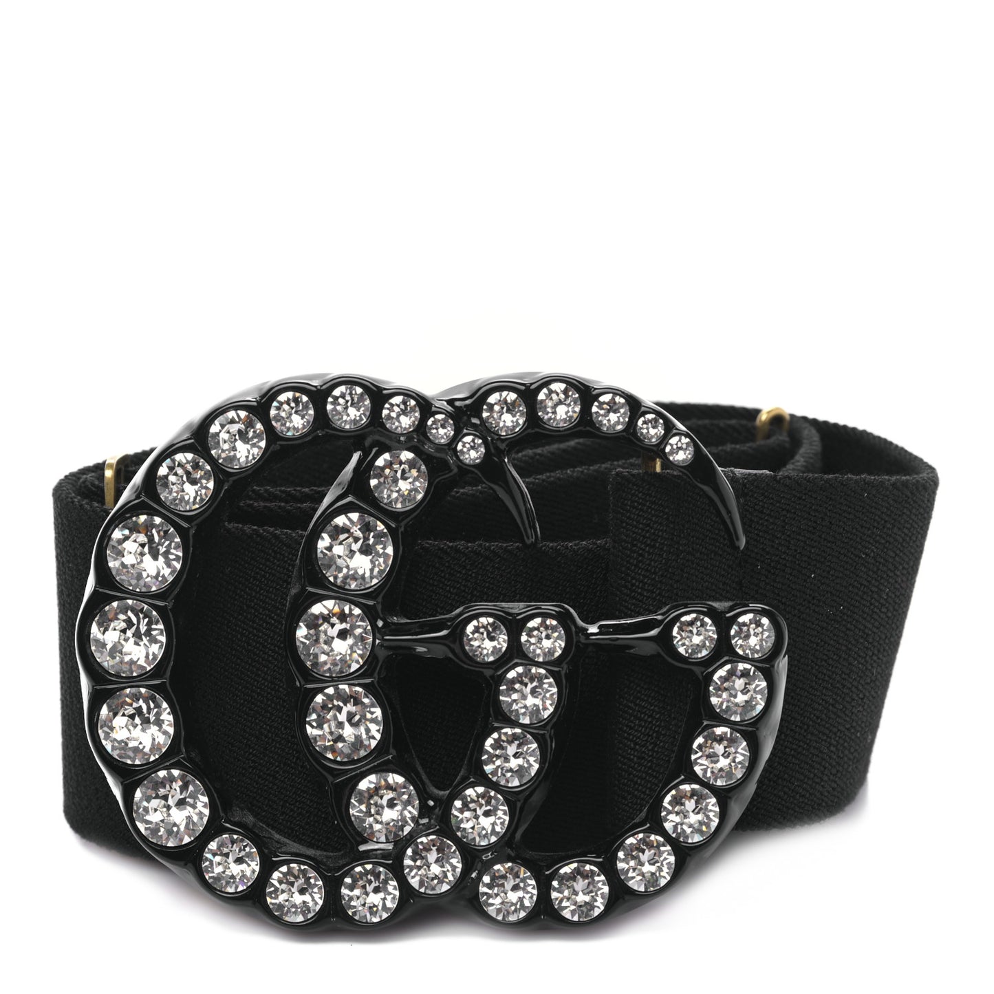 Elastic Crystal Embellished Plexiglass GG Marmont Belt 80 32 Black