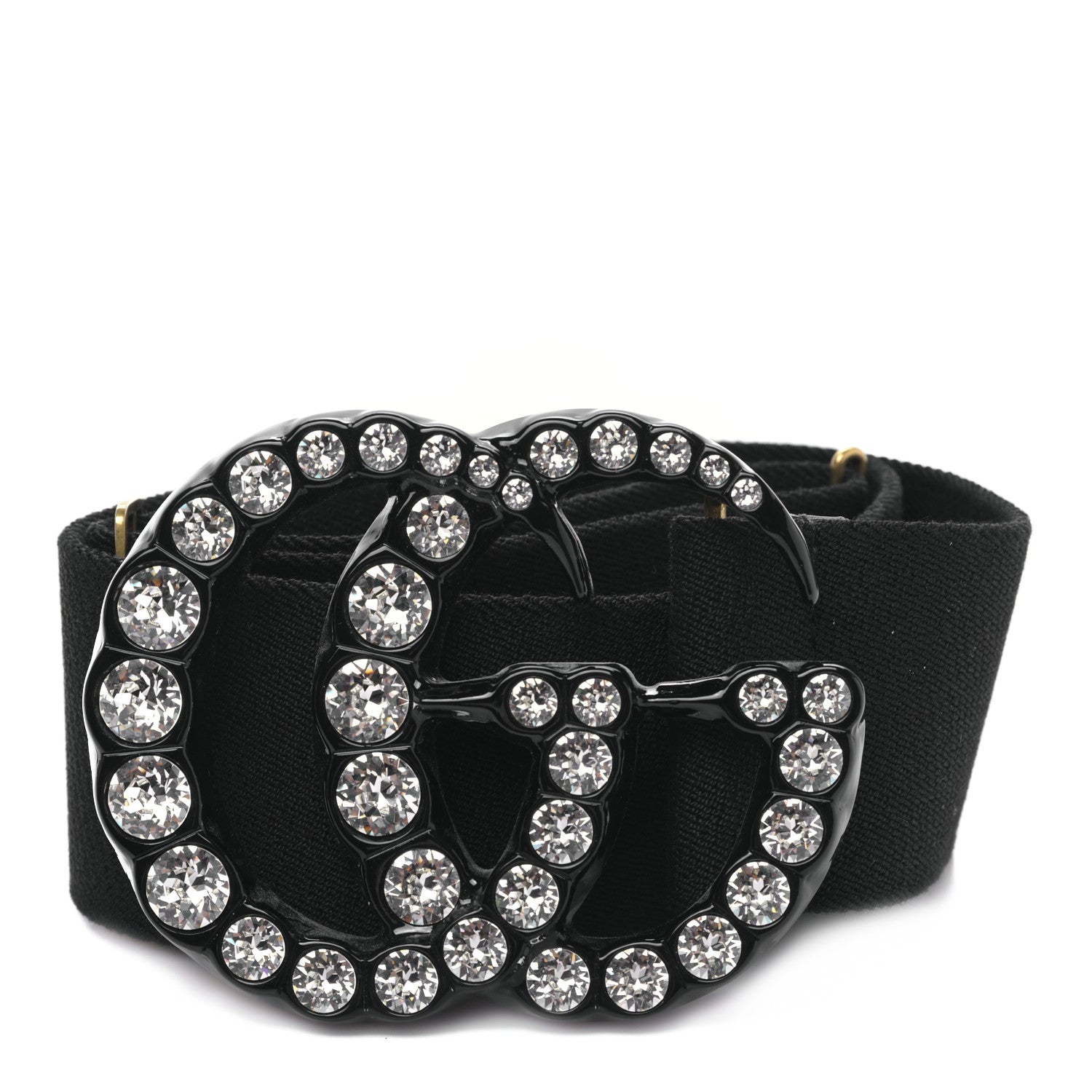 Gucci Elastic Crystal Embellished Plexiglass GG Marmont Belt 80 32 Black 1 of 3