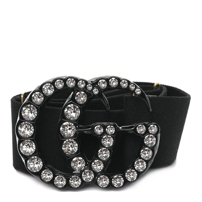 Gucci Elastic Crystal Embellished Plexiglass GG Marmont Belt 80 32 Black 1 of 3