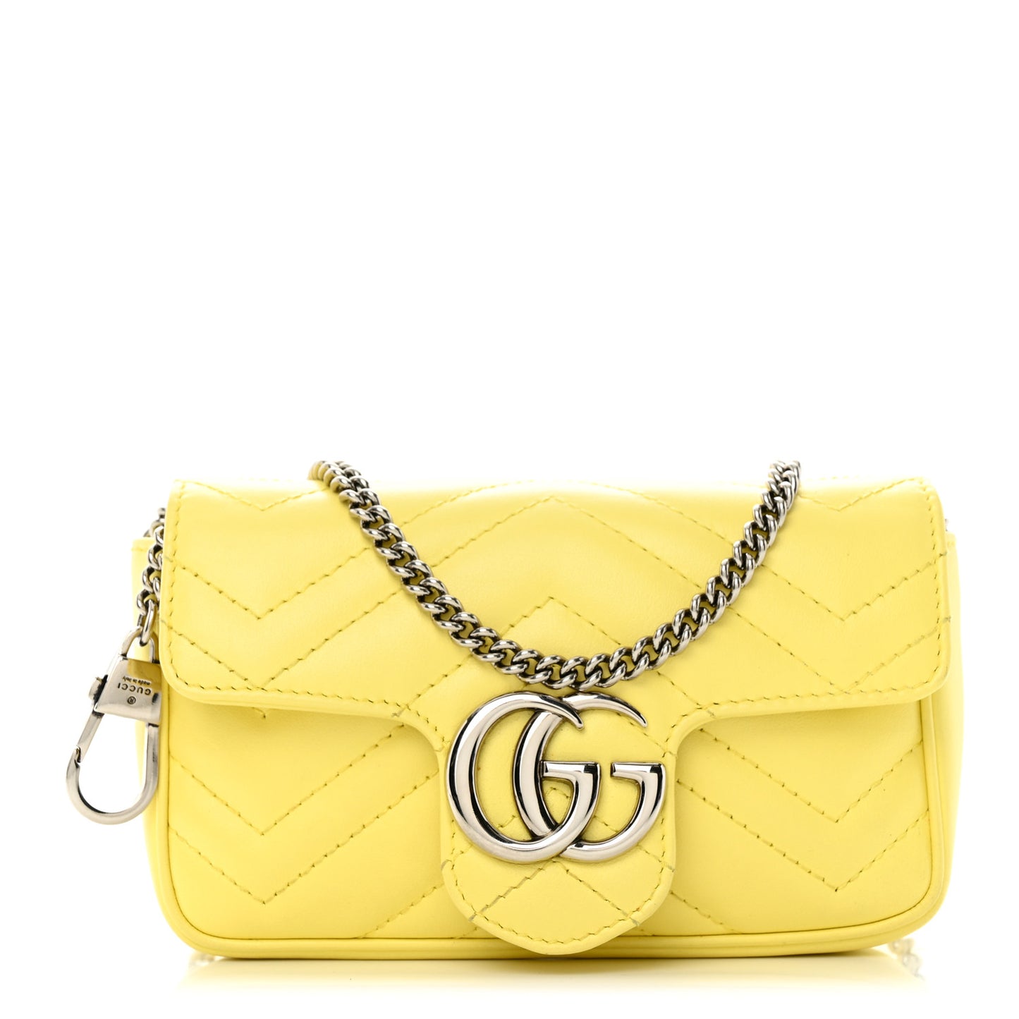 Calfskin Matelasse Super Mini GG Marmont Shoulder Bag Banana