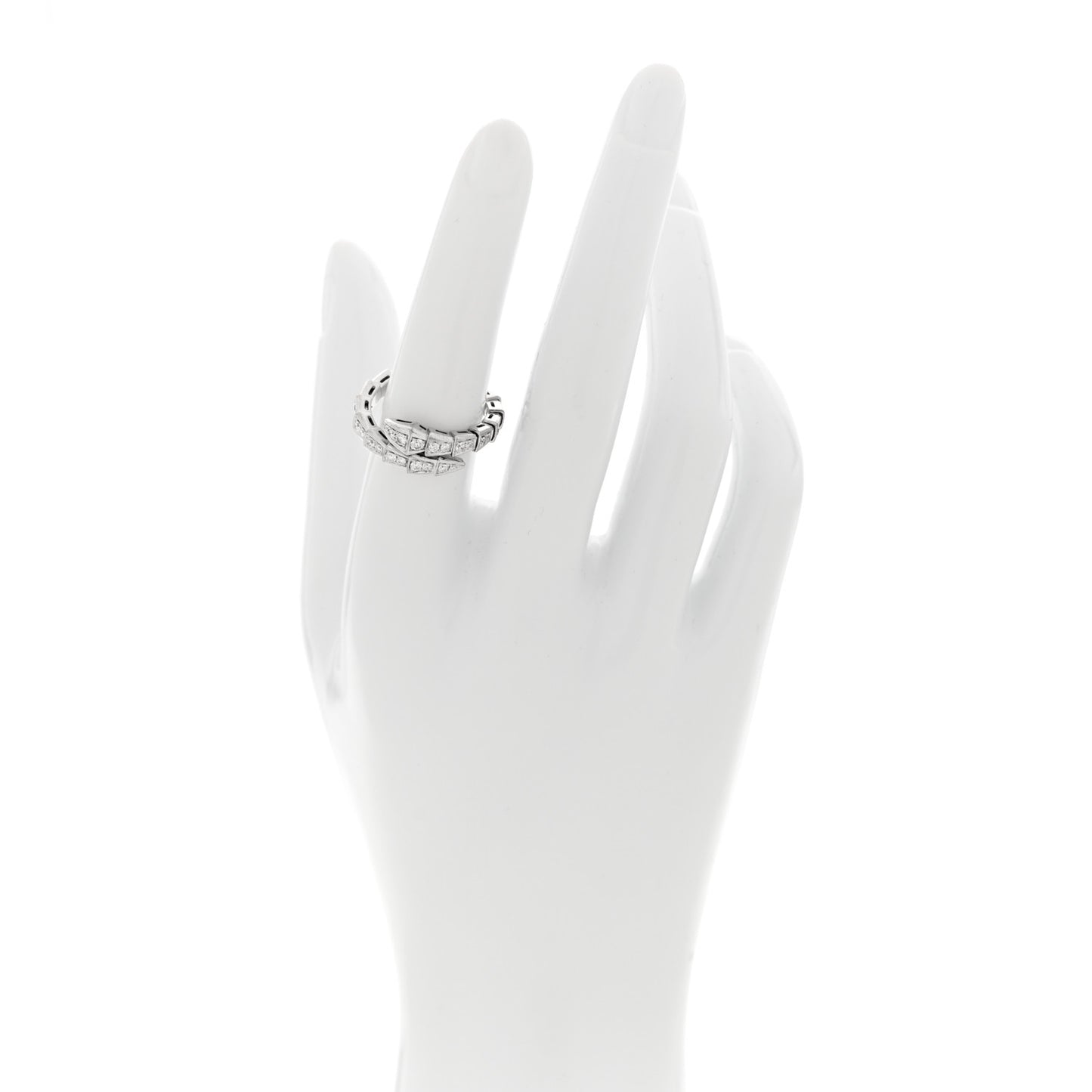 18K White Gold Diamond Serpenti Viper Pave Ring L