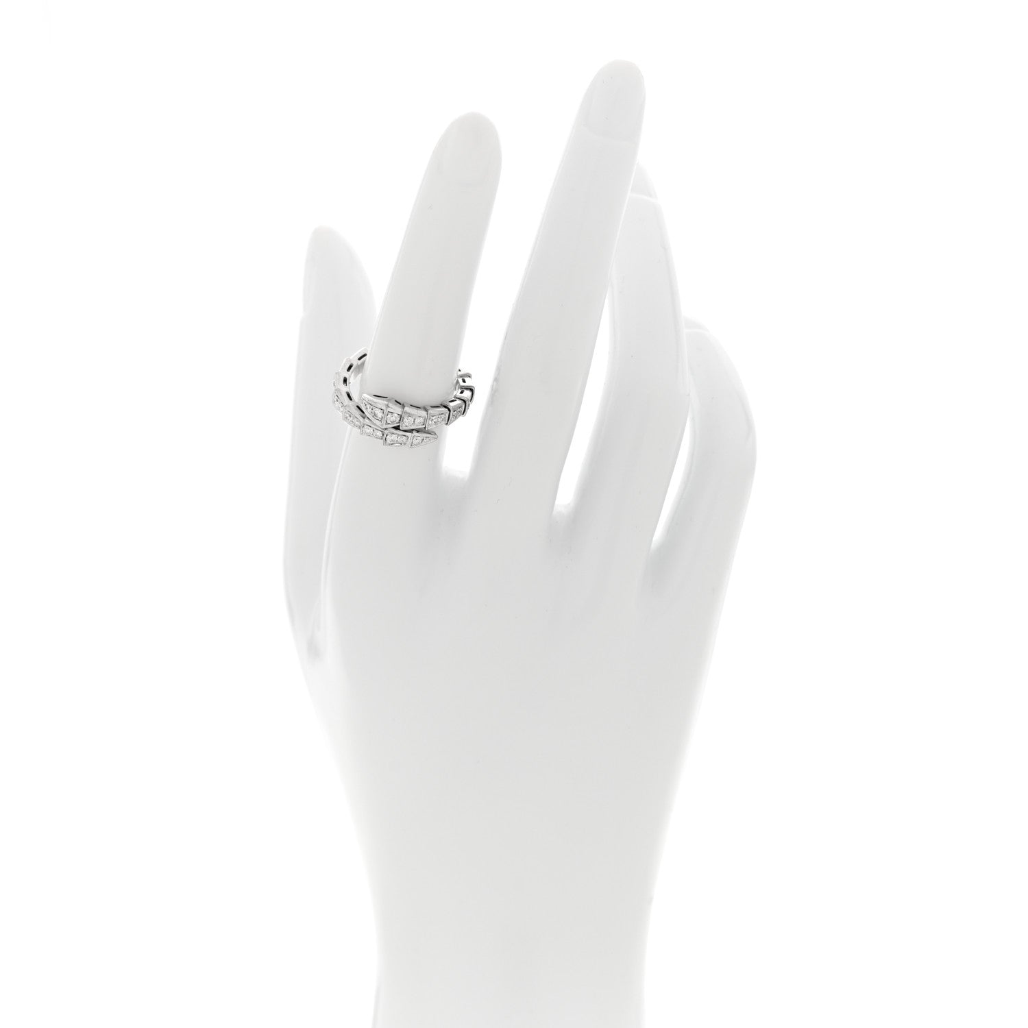 Bulgari 18K White Gold Diamond Serpenti Viper Pave Ring L 2 of 4