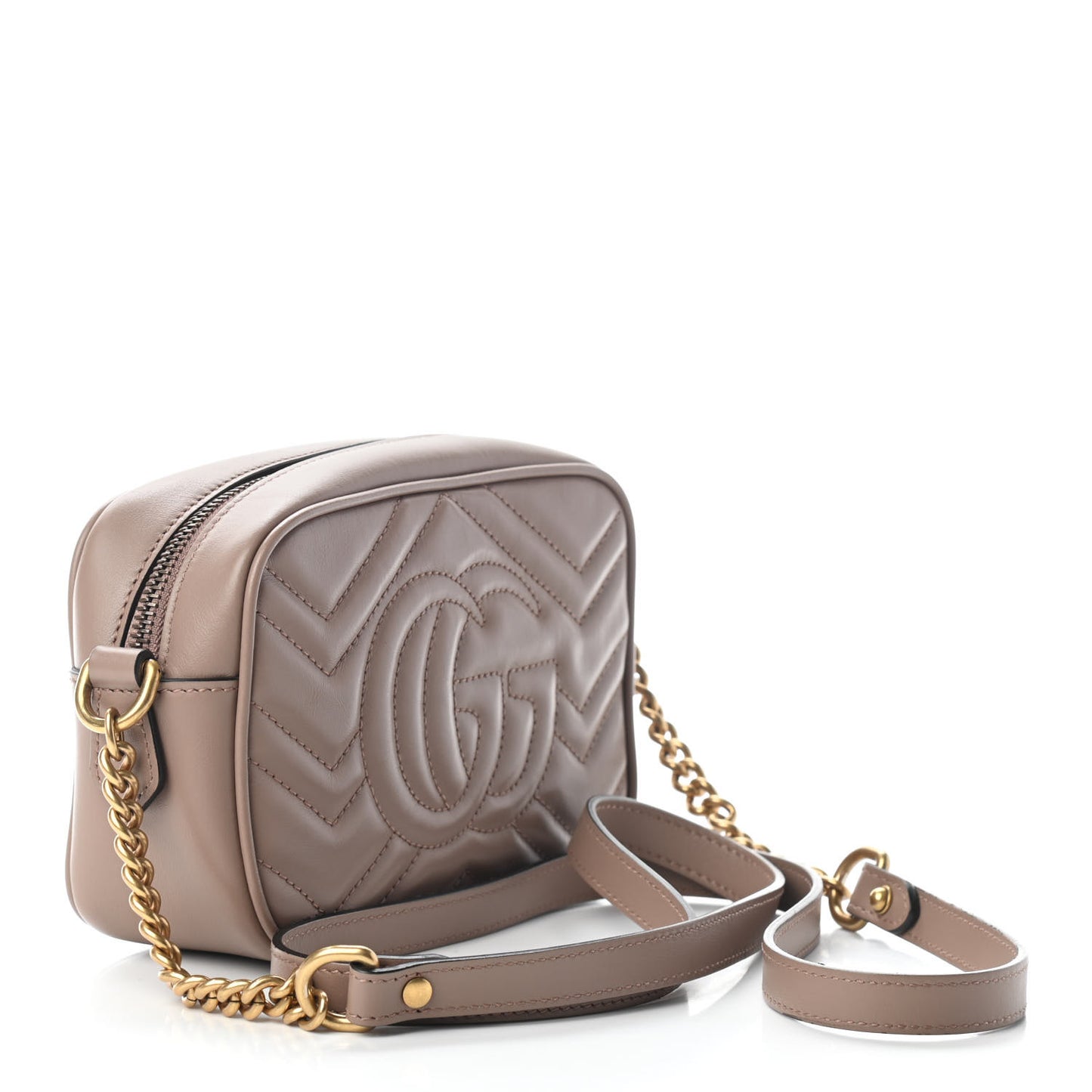 Calfskin Matelasse Mini GG Marmont Chain Shoulder Bag Porcelain Rose