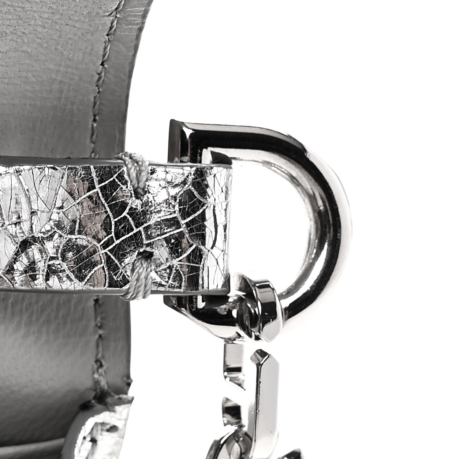 Givenchy Metallic Lambskin 4G Wallet On Chain Silvery 1838648