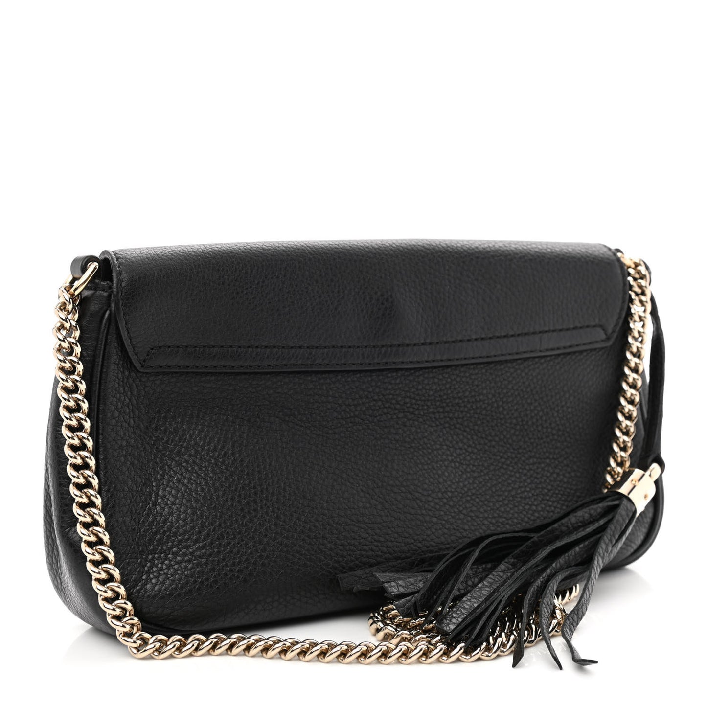 Pebbled Calfskin Medium Soho Flap Crossbody Black